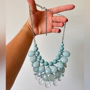 Vintage Blue and Silver Waterfall Necklace